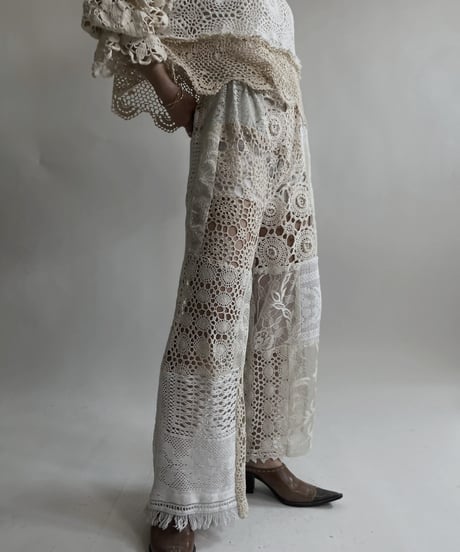 【RE;CIRCLE】 RE Crochet Lace Patchwork Pants / 220427-019