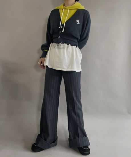 【RE;CIRCLE】 RE Acrylic Knit Cardigan + Hoodie Blue × Yellow / 230220-007
