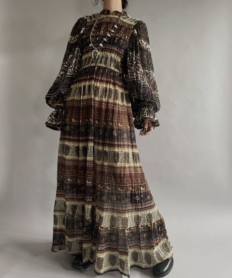 【RE;CIRCLE】 RE Indian Cotton Balloon Sleeved One-piece / 220901-004