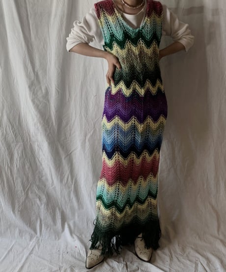 【RE;CIRCLE】 Remake Granny Knit N/S One-piece③/210331-013