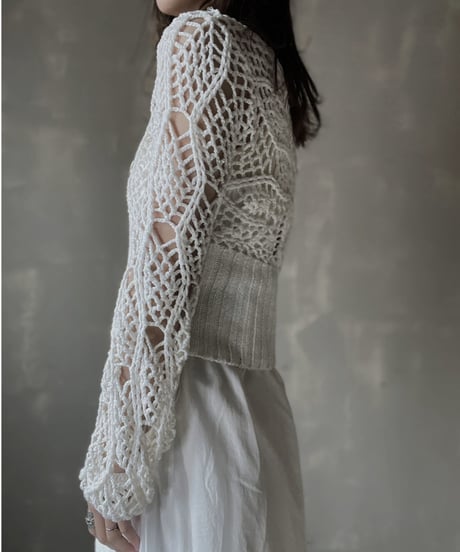 【USED】　Crochet Knit L/S Top/ 220220-032