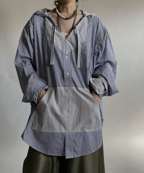 【RE;CIRCLE】 RE Stripe Shirt Mexican Hoodie / 220423-029