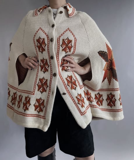 【USED】  Ward Acrylic Knit Poncho / 221029-021