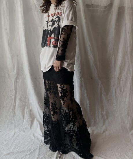 【USED】  USA Flower Patterned Lace Dress/210506-030