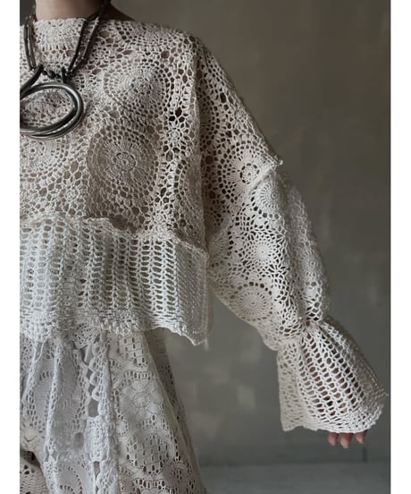 【RE;CIRCLE】 RE Crochet Patchwork L/S Top⑥/20220317-011