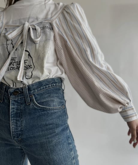 【RE;CIRCLE】 RE Striped Shirt Detachable Collar + Bolero / 220609-011