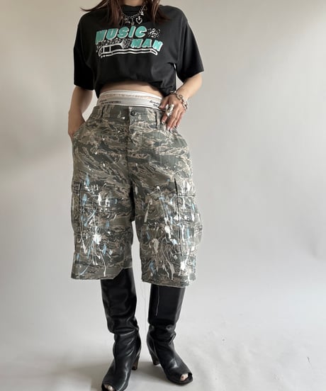 【USED】 Military Camouflage Painted Cut off Shorts  / 250614-023