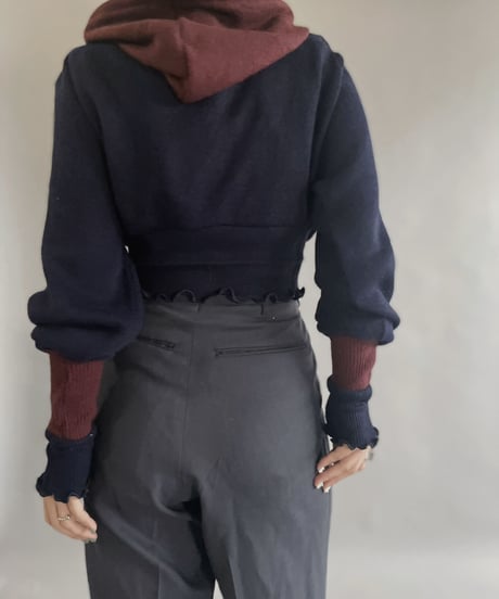 【RE;CIRCLE】 RE Acrylic Knit Cardigan + Hoodie Navy × Blue / 230220-015