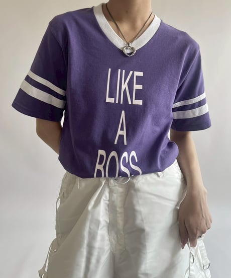 【USED】 LIKE A BOSS V-Neck Ringer T-Shirt /250503-008