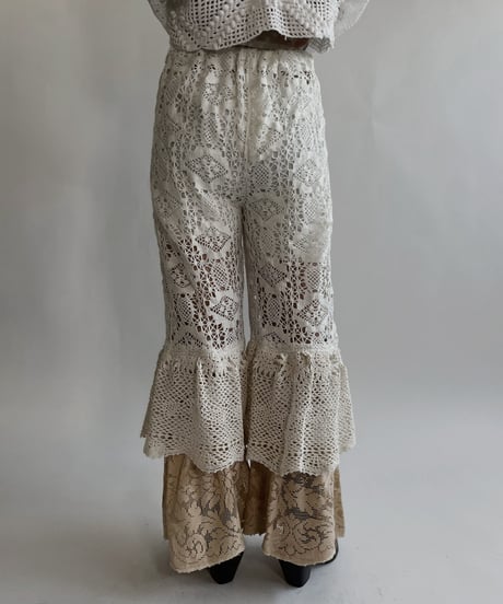 【RE;CIRCLE】 RE Crochet Lace Tiered Pants / 220526-042
