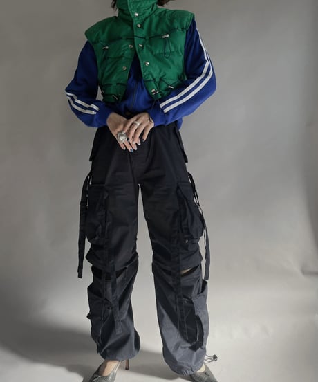 【USED】 Poly Zip-up Line Top Blue / 230128-004