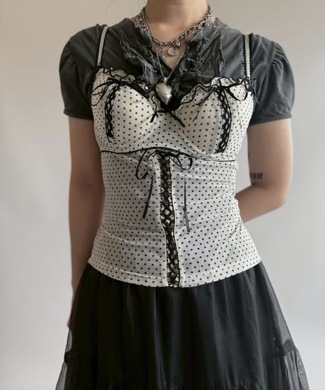 【USED】 Dot Pattern Sheer Camisole Bra Top  / 250705-016
