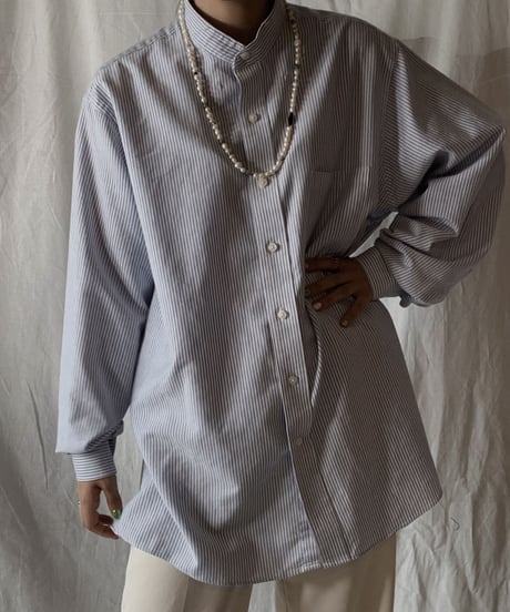 【RE;CIRCLE】 RE Stripe Band Collar Shirt④/210414-032