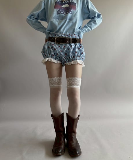 【USED】 Gingham Check × Cherry Pattern Micro Shorts /260418-008