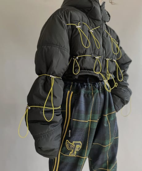 【RE;CIRCLE】 RE Draw Code Down Vest Black×Yellow / 221215-005