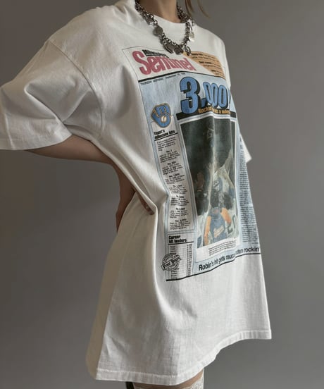 【USED】 Made in USA 92's HOLOUBEK Baseball Newspaper T-Shirt / 260607-028