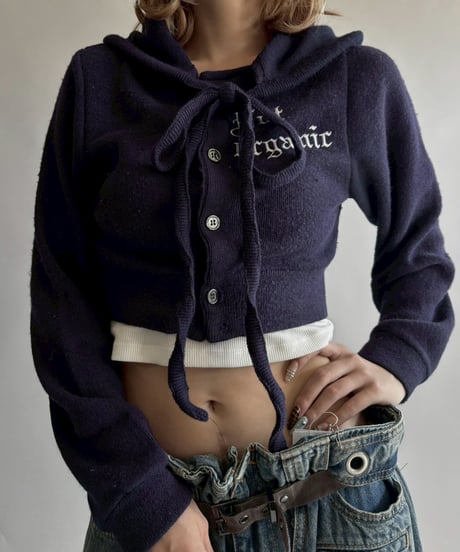 【RE;CIRCLE】 RE Hooded Acrylic Short Cardigan / 251016-002
