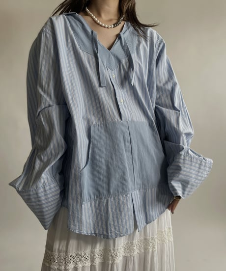 【RE;CIRCLE】 RE Stripe Shirt Mexican Hoodie / 220423-037