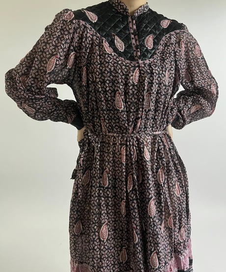 【USED】  Paisley Pattern Lame Long One-Piece /250301-017