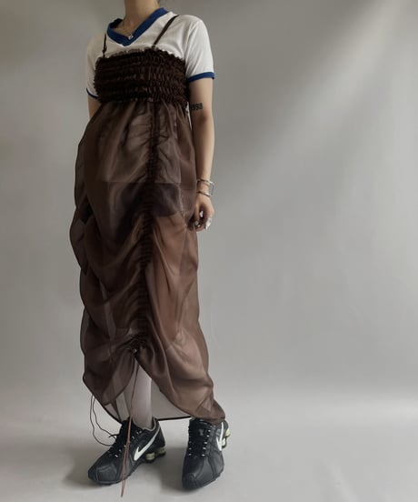 【RE;CIRCLE】 RE Sheer Shirring Camisole One-piece / 230706-006
