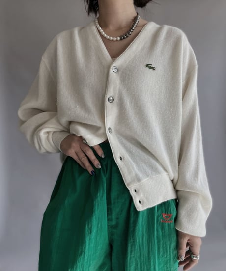 【USED】 IZOD Lacoste Acrylic Knit Cardigan White / 230128-019