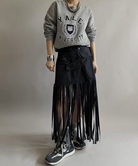 【RE;CIRCLE】 RE Trench Fringe Skirt Navy / 240407-027