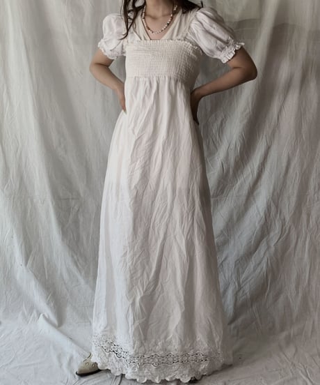 【USED】 White Cotton Camisole Dress②/210421-010