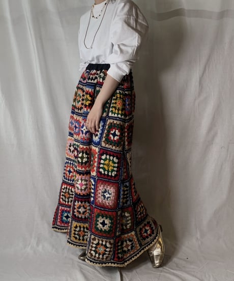 【USED】　Granny Knit Long Skirt①/210404-009