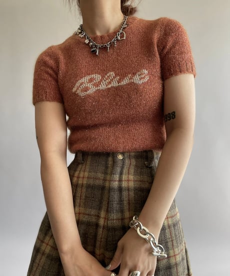 【USED】BURBERRY Lame S/S Knit Top /241006-030