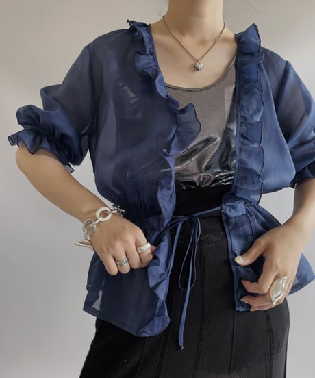 【USED】 Puff Sleeve L/S Sheer Shirt/230819-022