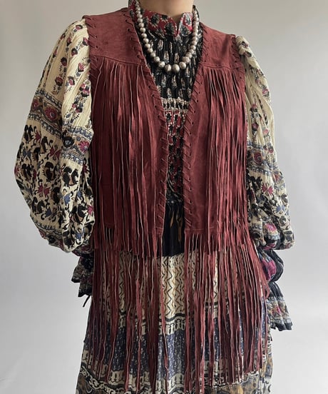 【USED 】Pig Skin Fringe Vest /240912-003