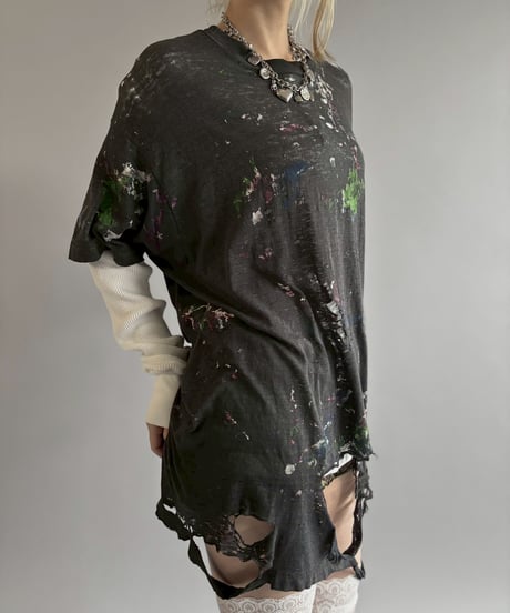 【USED】 Damage Paint T-shirt&Thermal Top /260607-030