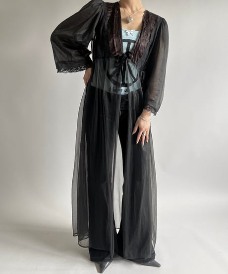 【USED】  Lace Pattern Sheer Long One-Piece /250301-011