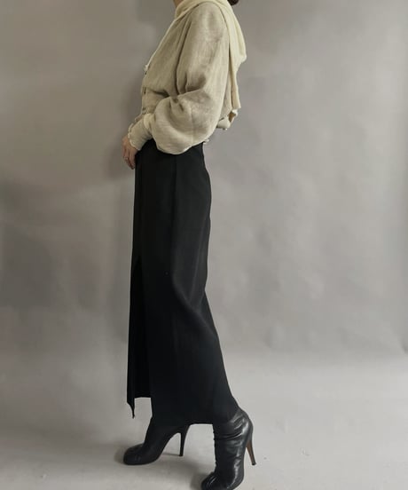 【RE;CIRCLE】 RE Acrylic Knit Cardigan + Hoodie White × Beige / 230220-012