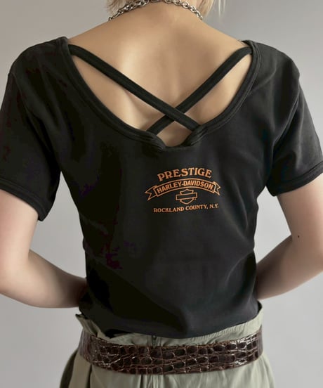 【USED】 Made in USA HARLEY DAVIDSON Back Closs Design T-Shirt / 260607-003