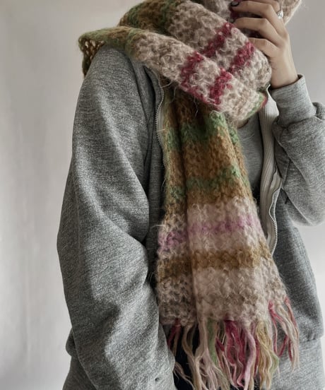 【USED】 Pink Knit Scarf / 221210-036