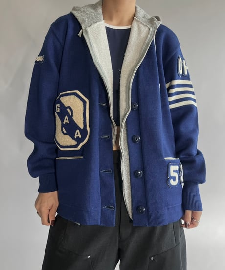 【USED】 Vintage Wool Lettered Cardigan/250118-018