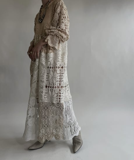【RE;CIRCLE】 RE Crochet Lace Patchwork One-piece / 220526-012