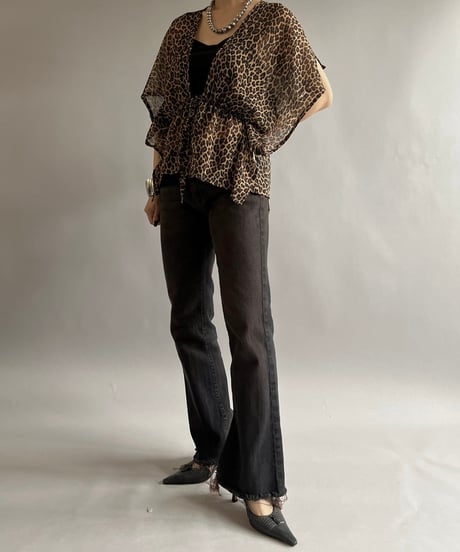 【USED】Leopard Patterned Sheer Top /240907-023