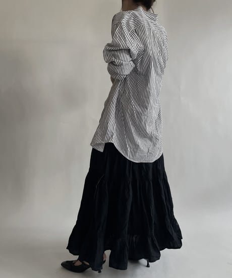 【RE;CIRCLE】 RE Collarless Striped Shirt / 220609-005