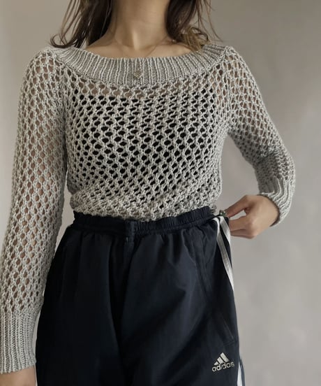 【USED】 Glitter Crochet Knit Top / 230318-026