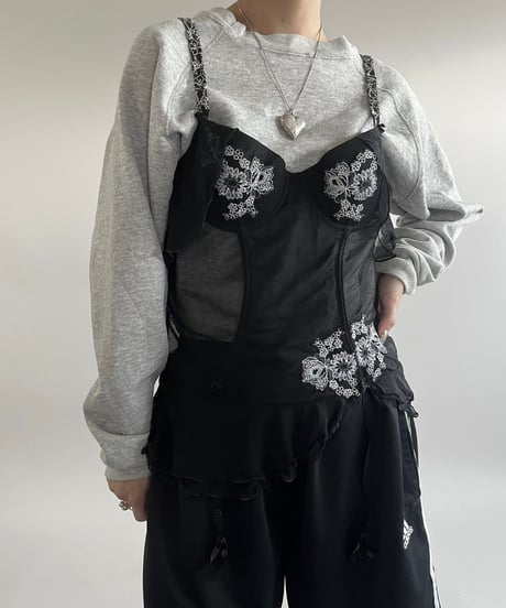【USED】 Flower Pattern Sheer Camisole Top /250215-016
