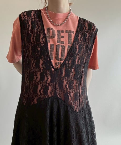 【USED】 Lace Pattern N/S Long One-Piece  / 250628-012