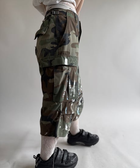 【USED】 Military Camouflage Painted Cut off Shorts  / 250614-018