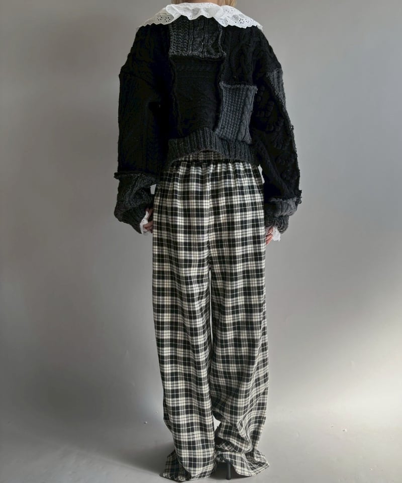 RE;CIRCLE】 RE Aran Knit Patchwork Lace Collar