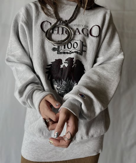 【USED】  90's USA Champion Reverse Weave Sweat CHICAGO/210902-012