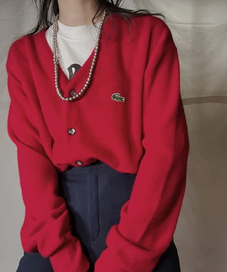 【USED】 LACOSTE Acrylic Knit Cardigan  ⑨ / 220111-010
