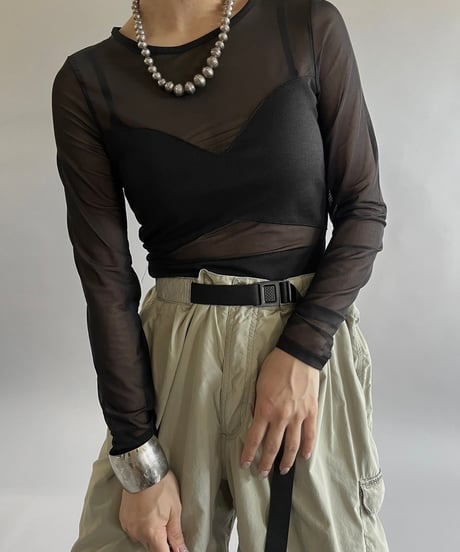 【USED】AMISU Sheer Leotard Top  /240629-005