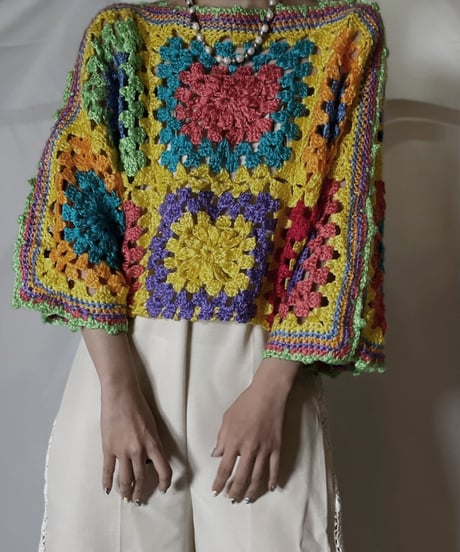 【RE;CIRCLE】 RE Granny Knit S/S Top②/210917-016