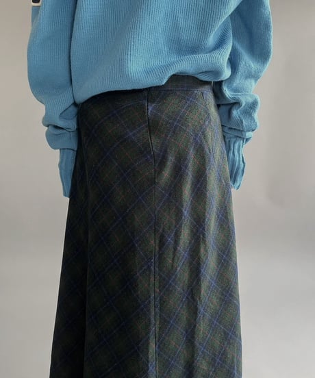 【USED】 Made in USA Check Patterned Long Skirt/24203-004